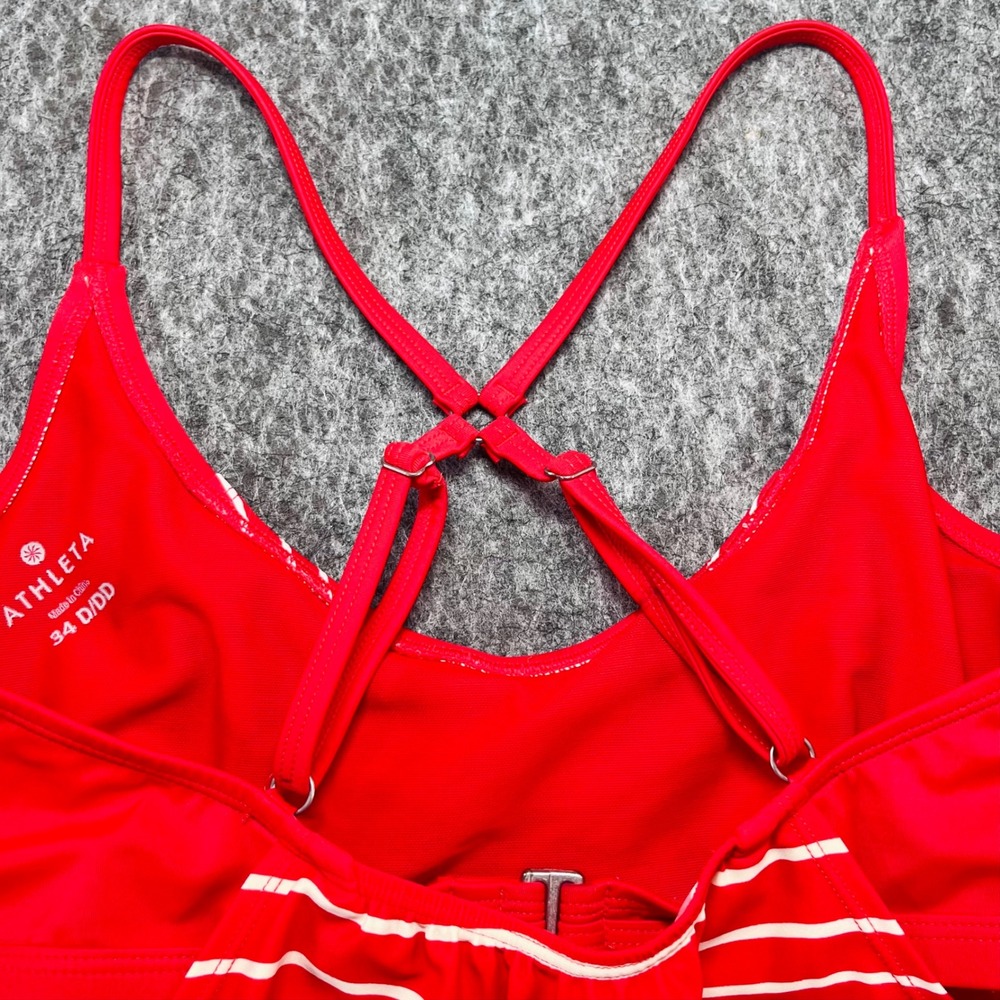 Athleta‎ Tankini Swim Top Womens 34 D/DD Red White Activewear Beach Bathing Suit - Picture 5 of 13